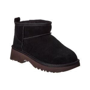 Ugg Kids Classic Ultra Mini New Heights Suede Boot, Black